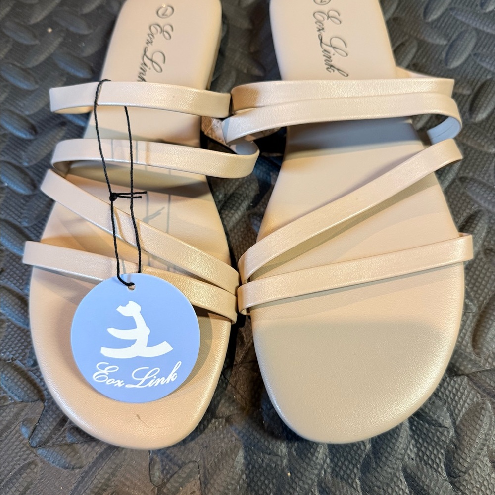 Women's Cream Strappy Sandals- Size 7